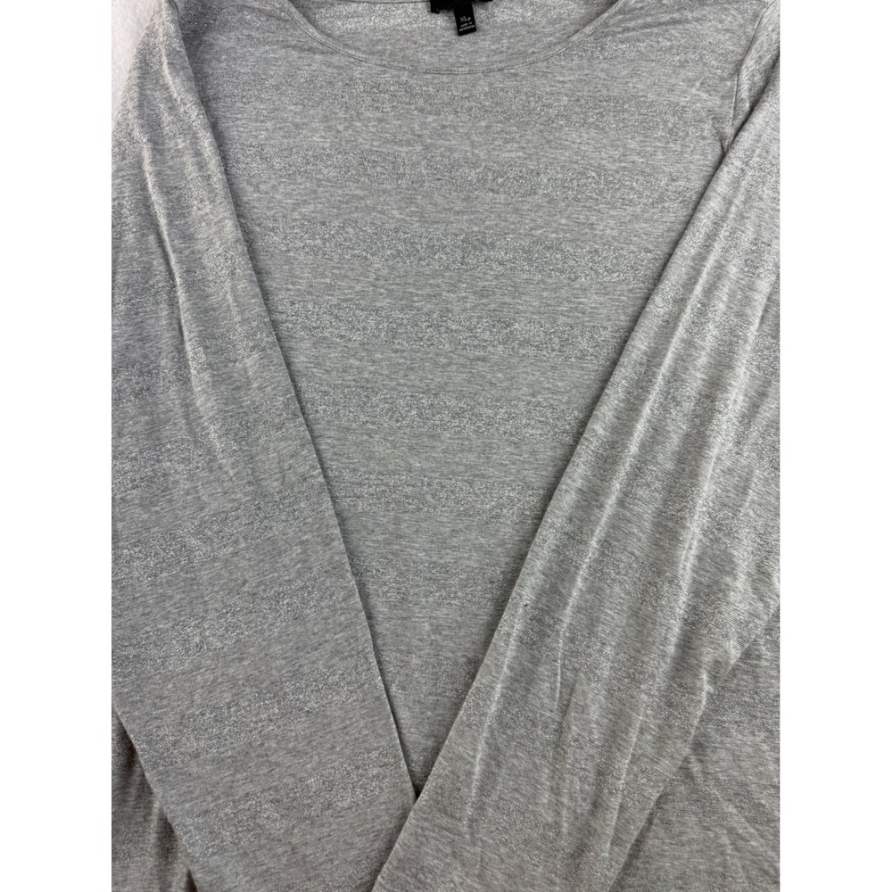 Talbots Petites XLP Gray Metallic Long Sleeve T-Shirt Top Knit Tee Solid Fall